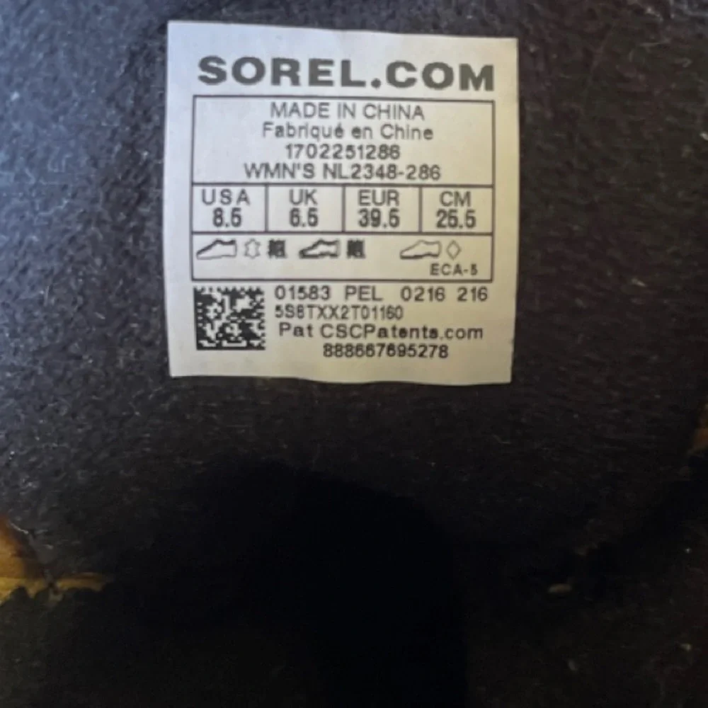 Womens Sorel Slimpack II Lace Elk/Black Leather Boots NL2348-286 Size 8.5‎